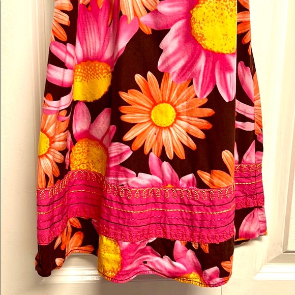 Jessica Ann Sun Flower Floral Print Wide Strap Cotton Sun Dress Child Size 7 - Picture 3 of 6